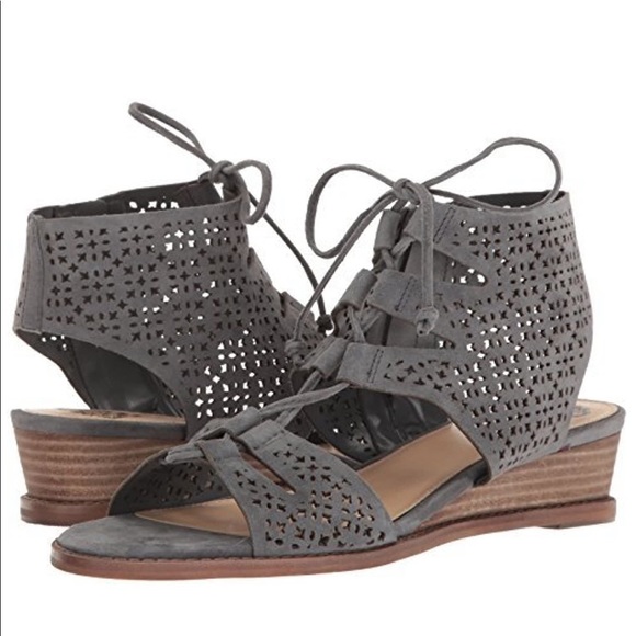 Vince Camuto Retana Leather Lace Up Wedge Sandals - Picture 1 of 13